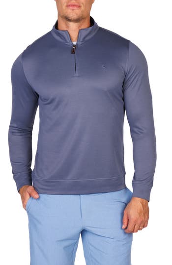 Tailorbyrd Modal Blend Quarter Zip Polo In Blue
