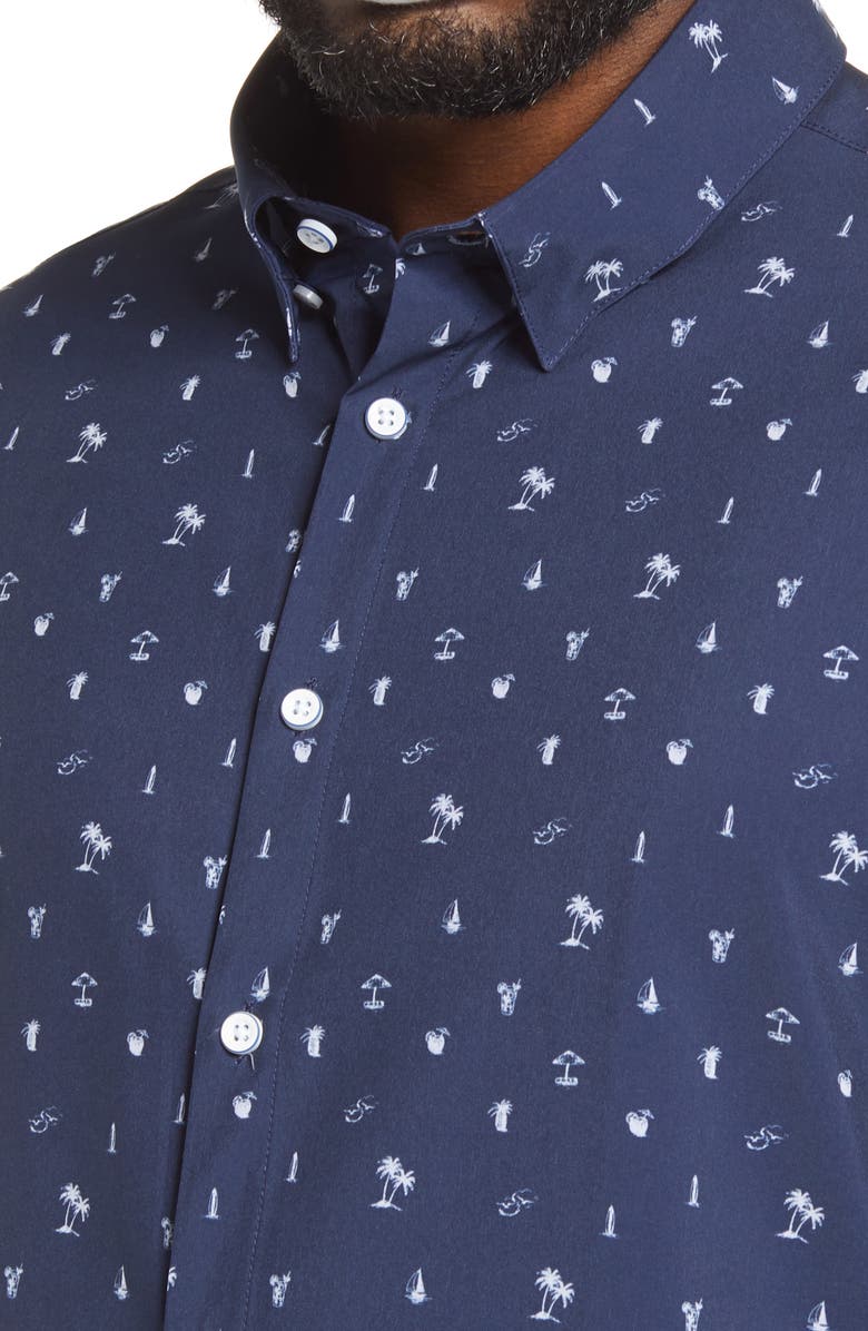 Mizzen+Main Leeward Trim Fit Short Sleeve Button-Up Performance Shirt, Alternate, color, 