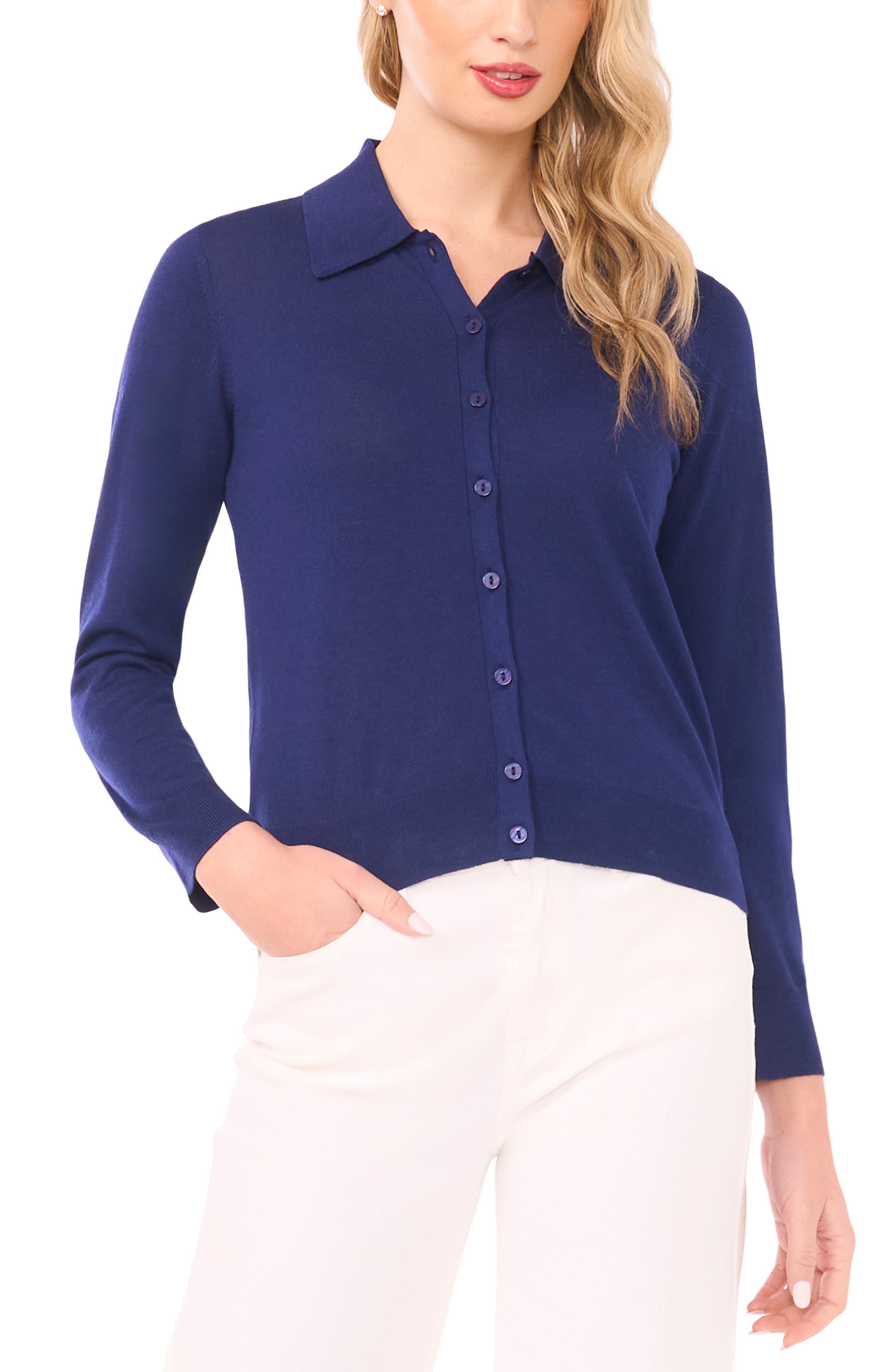 Collared Cotton Blend Cardigan - image 3
