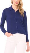 Halogen® Collared Cotton Blend Cardigan
