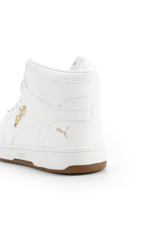 Puma Rebound Layup Bling High Top Sneaker In White