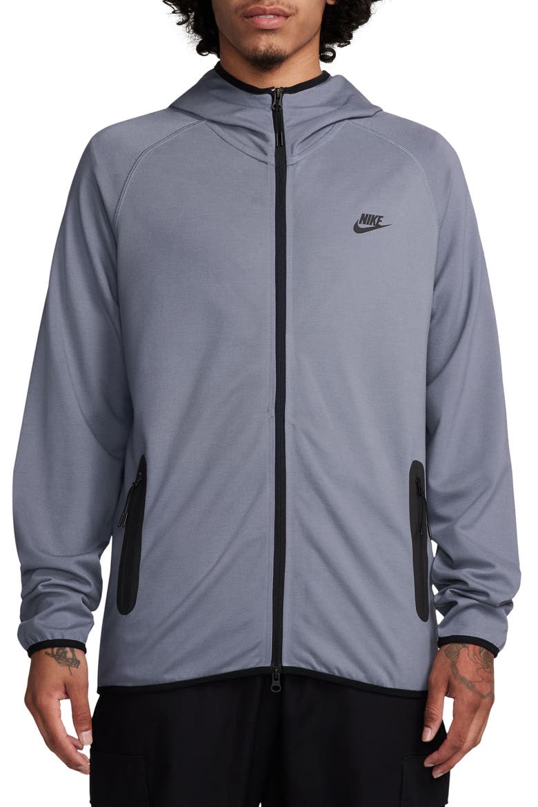 Tech Knit Lightweight Full Zip Hoodie, Main, color, LIGHT CARBON/ BLACK