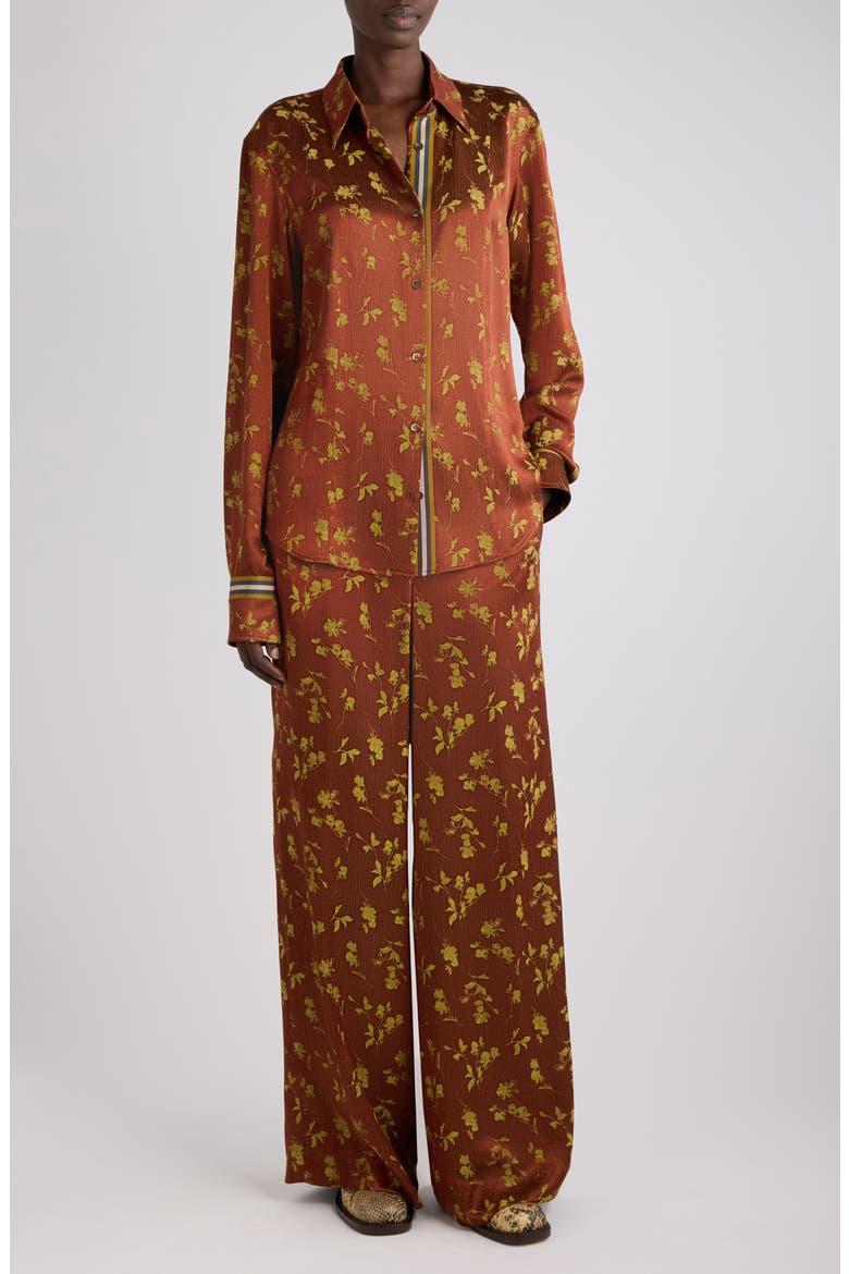 Chloris Embroidered Floral Shirt, Alternate, color, RUST