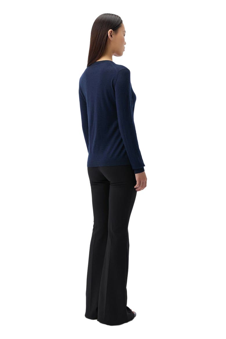 Cashmere-Silk Crew Neck Cardigan, Alternate, color, mood indigo