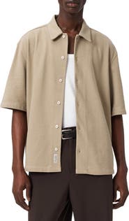 AllSaints Stallion Oversize Short Sleeve Cotton Button-Up Shirt