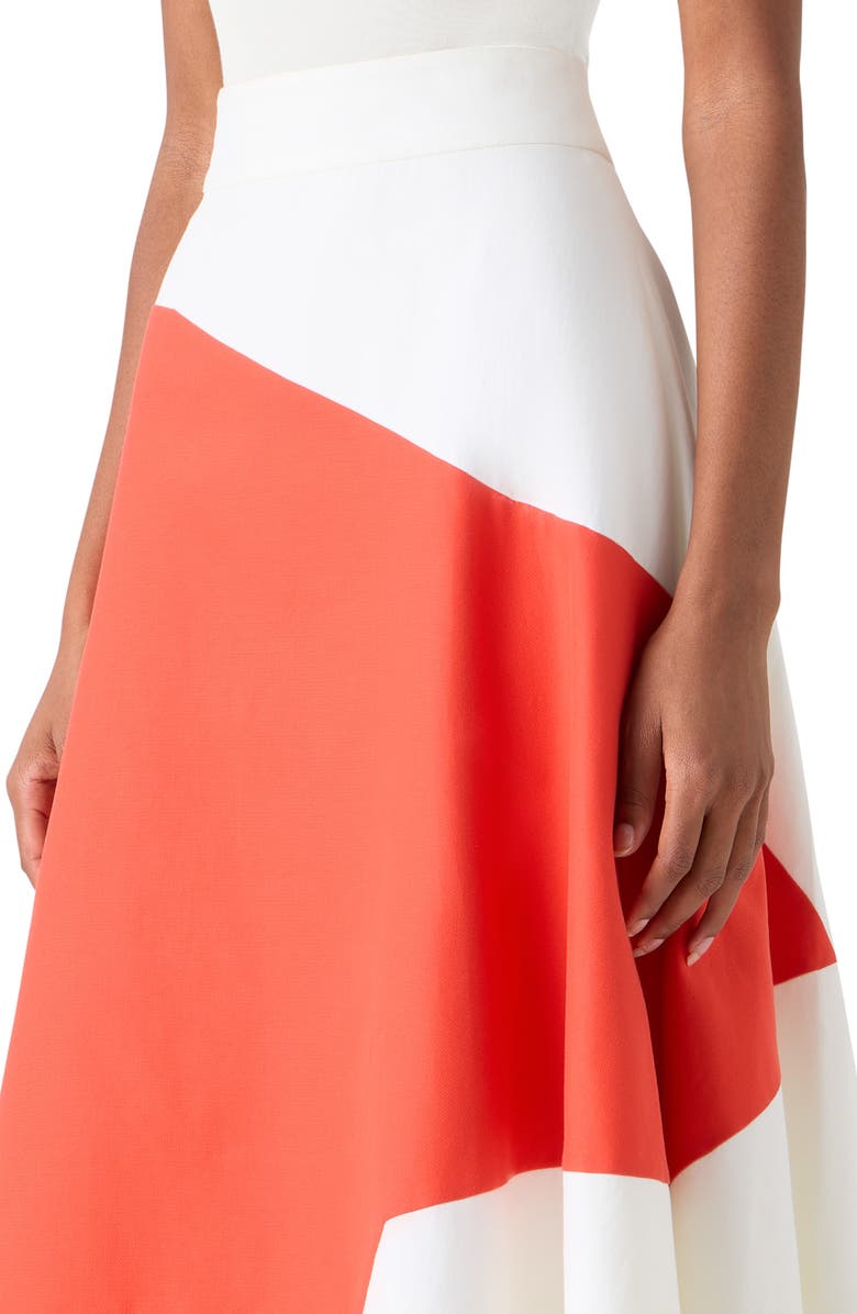 Akris Polygon Patch Poplin Midi Skirt, Alternate, color, Ecru Vermillion