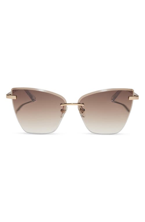 Diff Becky V 63mm Oversize Gradient Cat Eye Sunglasses In Gold/brown Gradient
