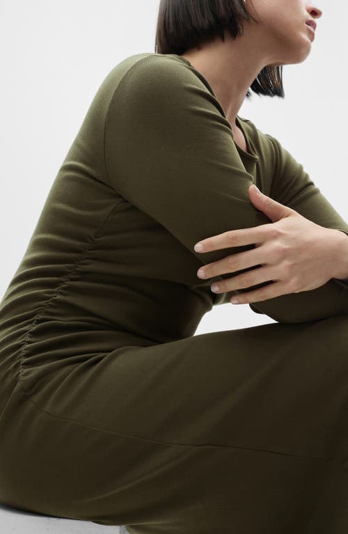 MANGO MANGO BASILA LONG SLEEVE STRETCH COTTON MIDI DRESS