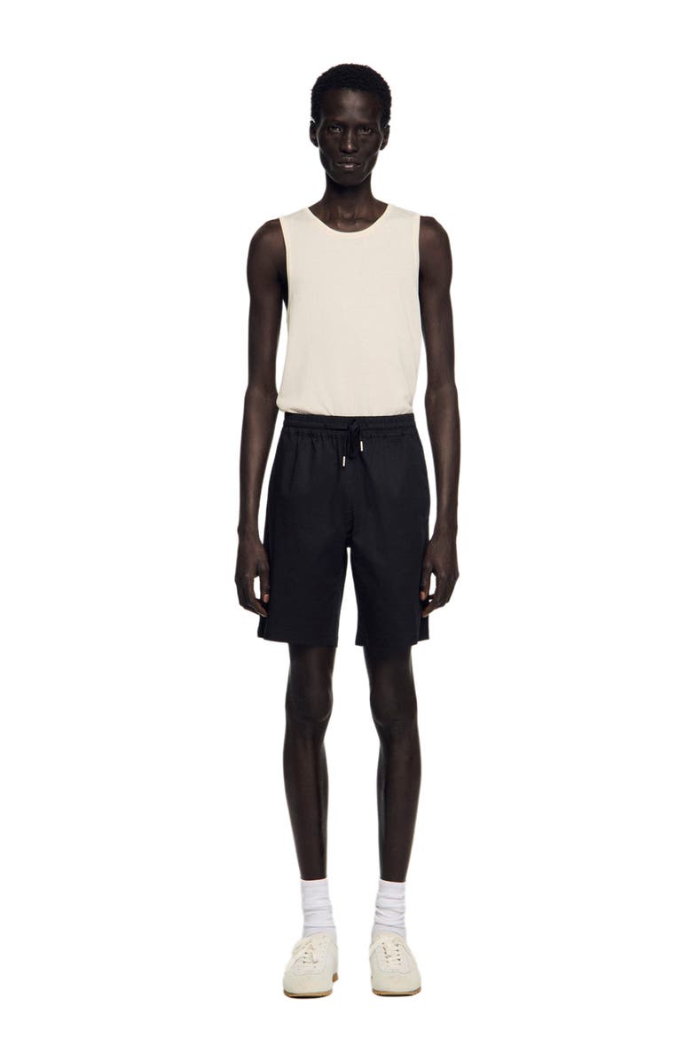 SANDRO Cotton shorts, Alternate, color, Black