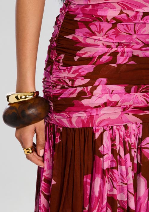 Retroféte Teryn Silk Chiffon Strapless Maxi Dress In Camellia Reverie