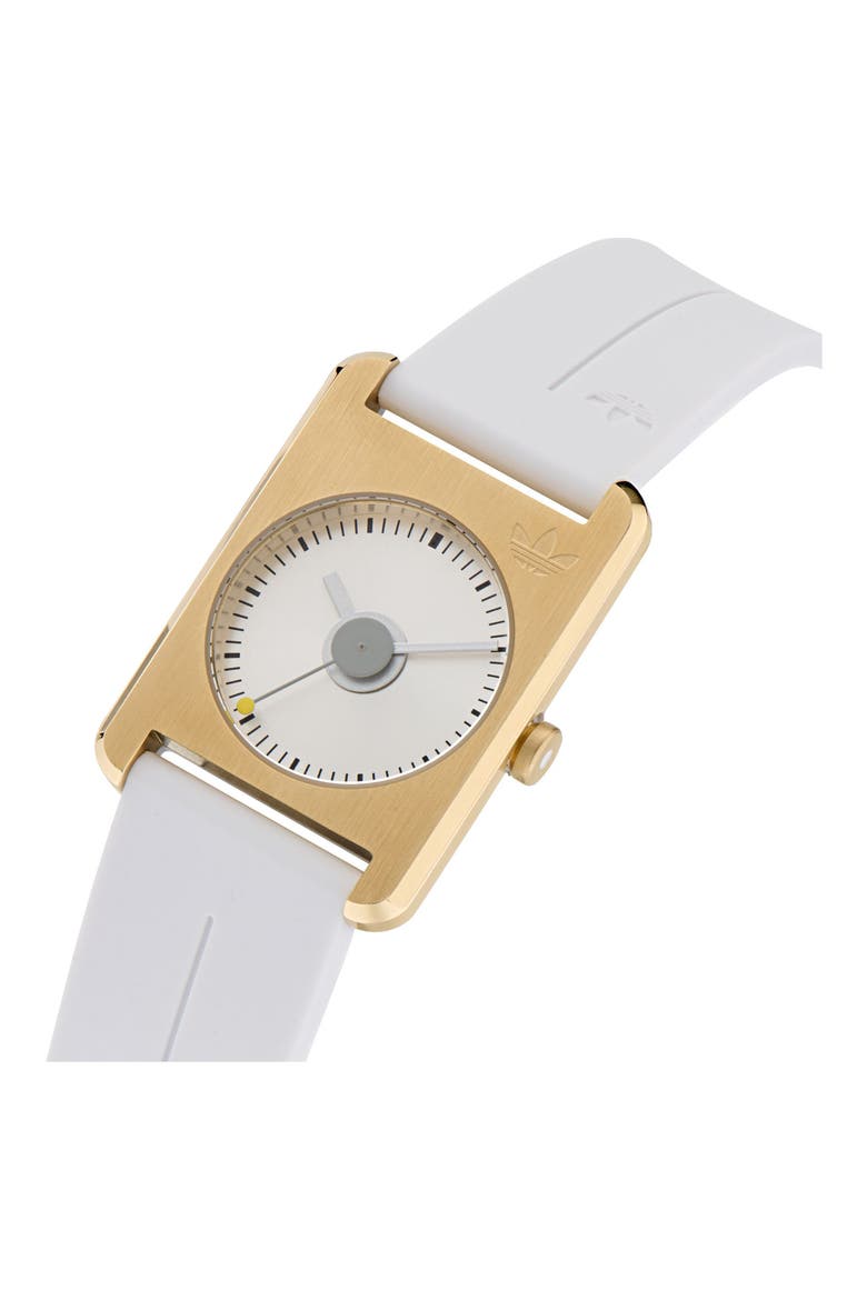 Rectangular Dial Silicone Strap Watch, 31mm, Alternate, color, WHITE