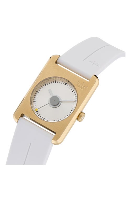 Adidas Originals Adidas Rectangular Dial Silicone Strap Watch, 31mm In White