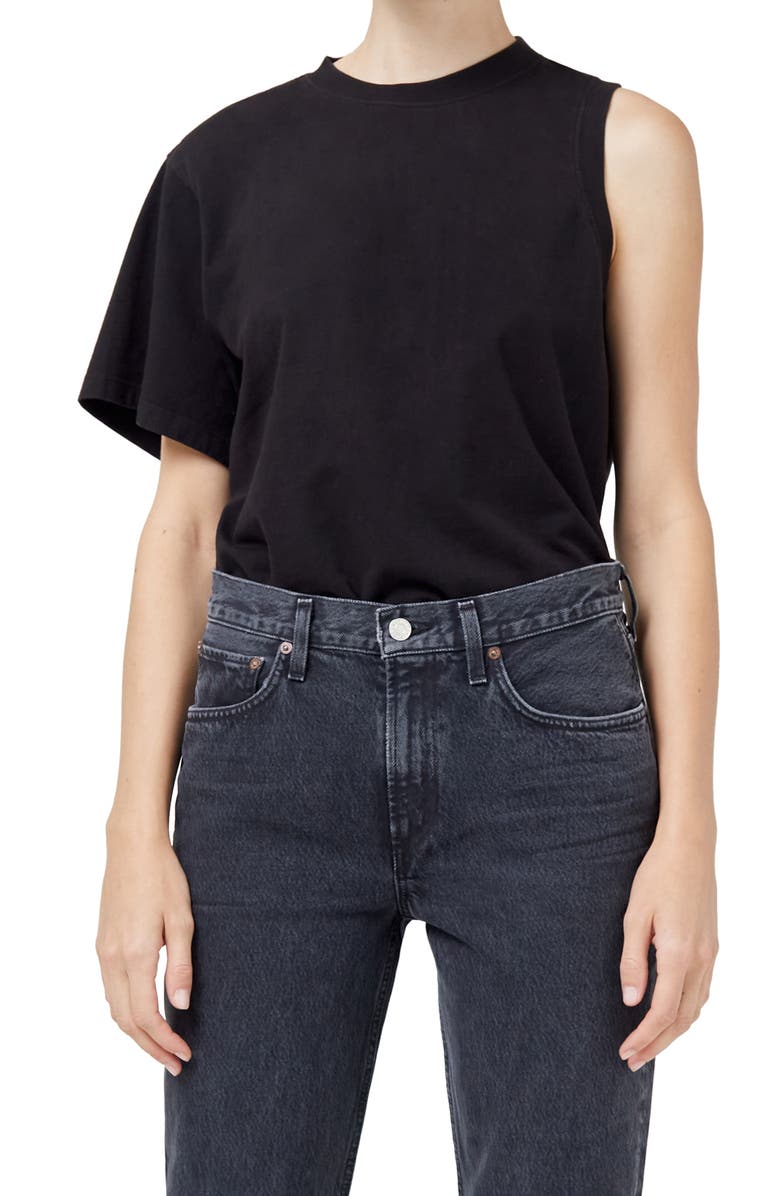 AGOLDE Della One-Shoulder Cotton T-Shirt, Main, color, 