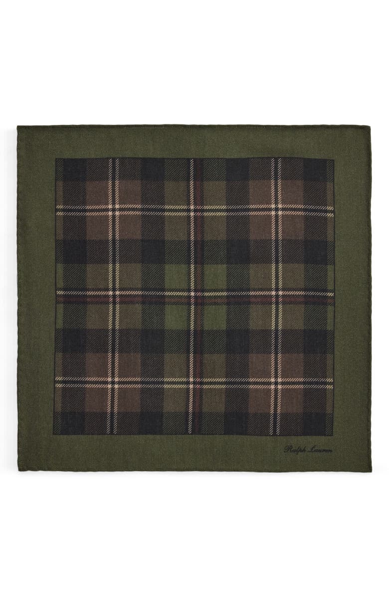 Ralph Lauren Purple Label Plaid Cashmere & Silk Pocket Square, Alternate, color, Moss Multi