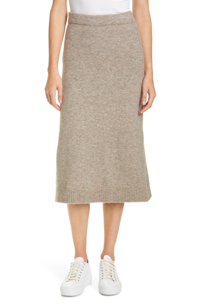 Max Mara Leida Alpaca & Wool Blend Knit Midi Skirt, Main, color, TURTLEDOVE