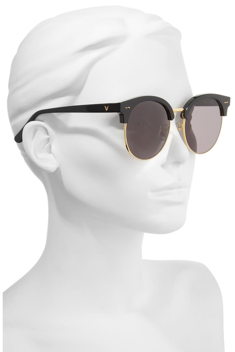 Moon Cut 54mm Rounded Sunglasses, Alternate, color, BLACK