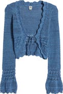 BDG Urban Outfitters Open Stitch Tie Front Crop Cardigan