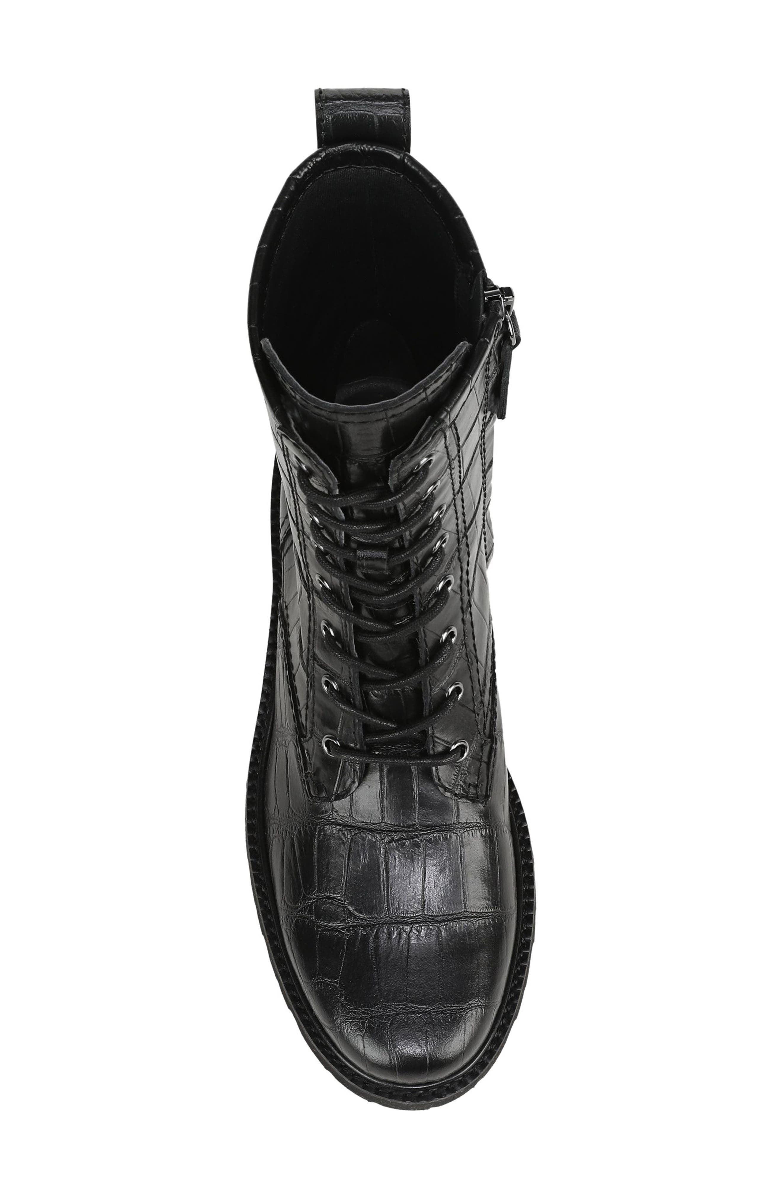 Safira Leather Combat Boot, Alternate, color, BLACK LEATHER WIDE