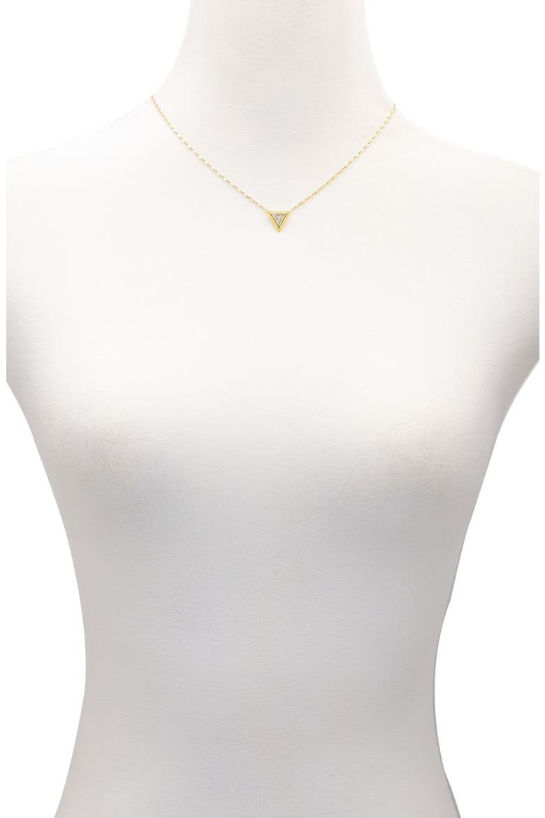 Pavé Cubic Zirconia Triangle Pendant Necklace, Alternate, color, GOLDTONE