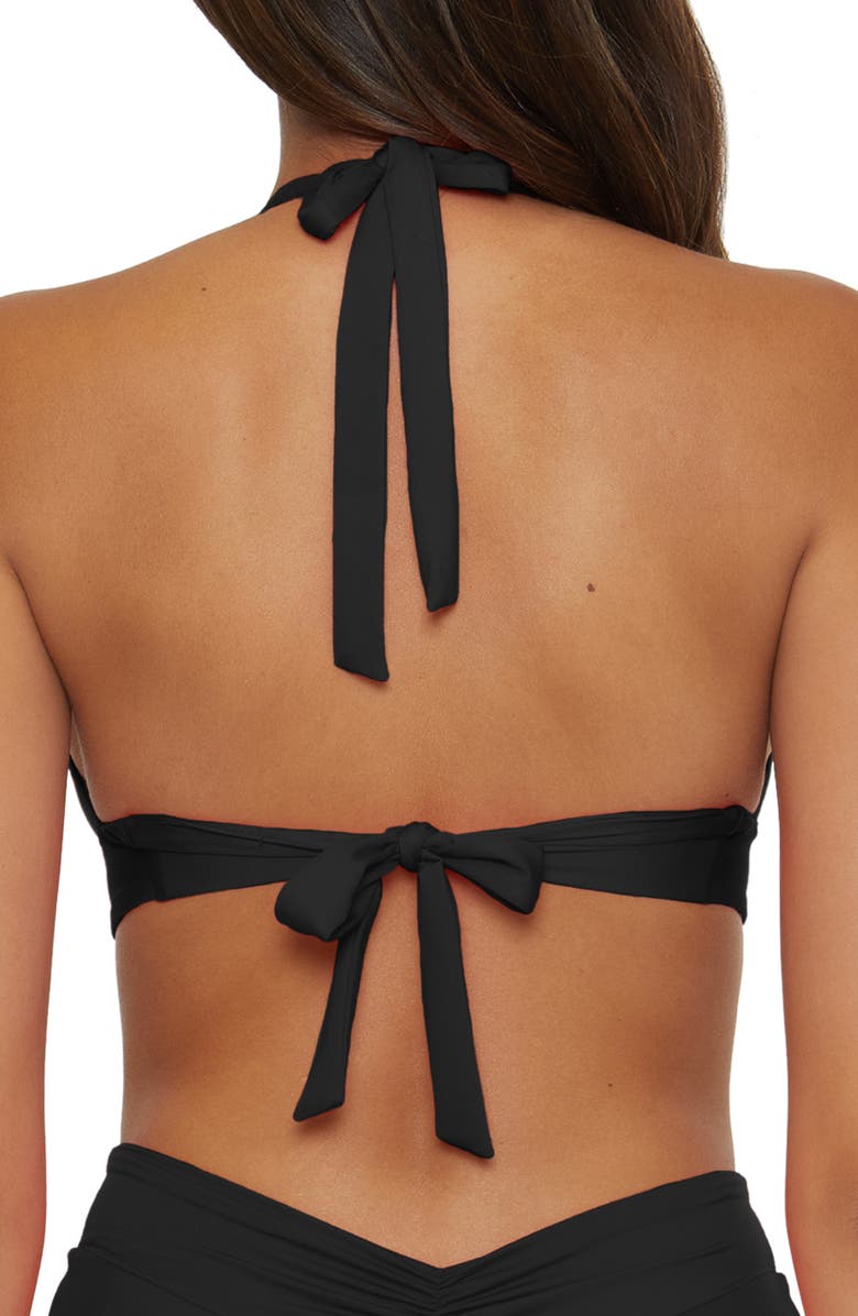 Becca Shirred V-Wire Halter Bikini Top, Alternate, color, Black