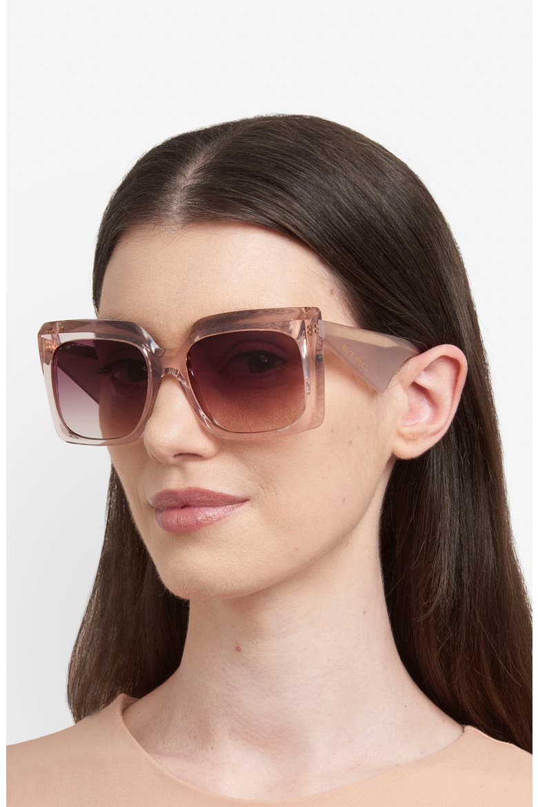 57mm Square Sunglasses, Alternate, color, PINK/ BROWN SF