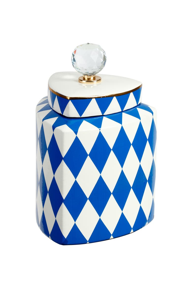 Harlequin Jar with Lid, Small, Main, color, Royal Blue