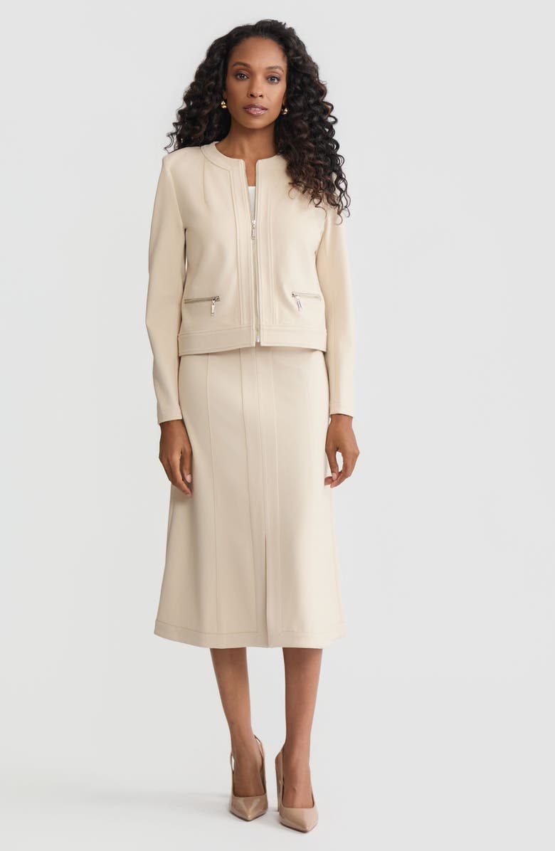 Misook Heritage LuxeStretch Ponte Sport Jacket, Main, color, Biscotti