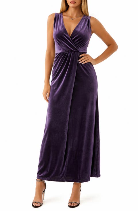 Munich Velvet Twist Front Sleeveless Maxi Dress