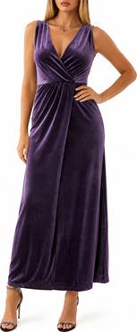 BY DESIGN Munich Velvet Twist Front Sleeveless Maxi Dress