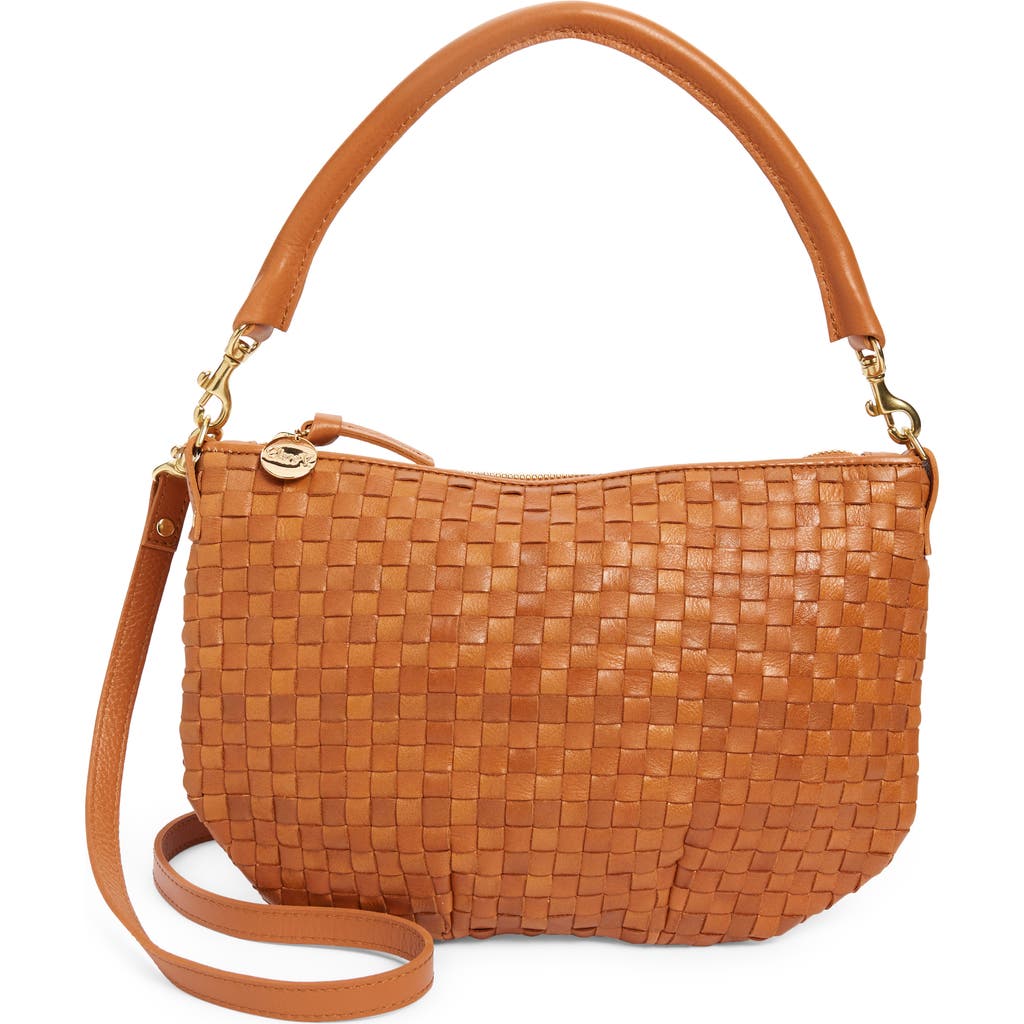 Clare V. Petit Moyen Woven Messenger Bag in Natural Woven Checker at Nordstrom