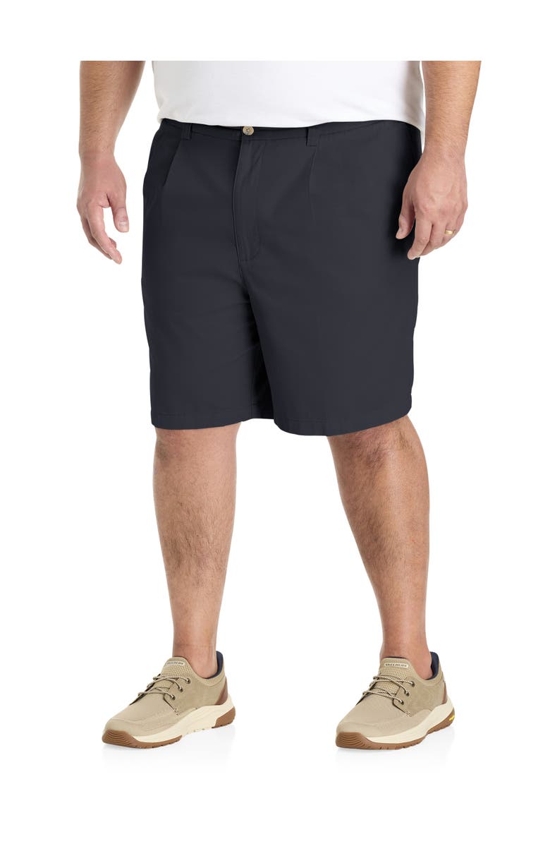 Harbor Bay by DXL Big & Tall Waist-Relaxer Pleated Shorts, Main, color, Black