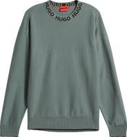 HUGO Smarlo Oversize Logo Collar Crewneck Sweater