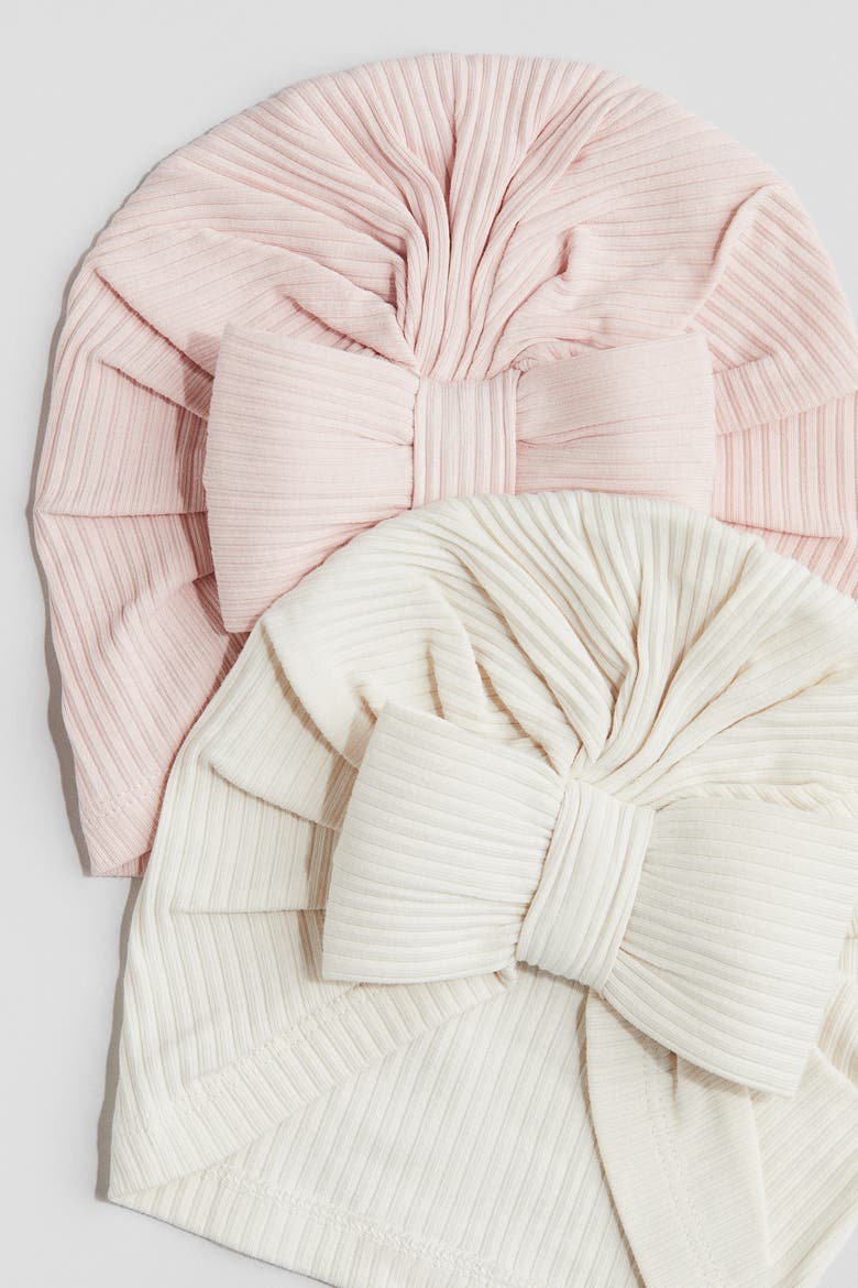 2-pack Knot-detail Hats, Alternate, color, Light pink/cream