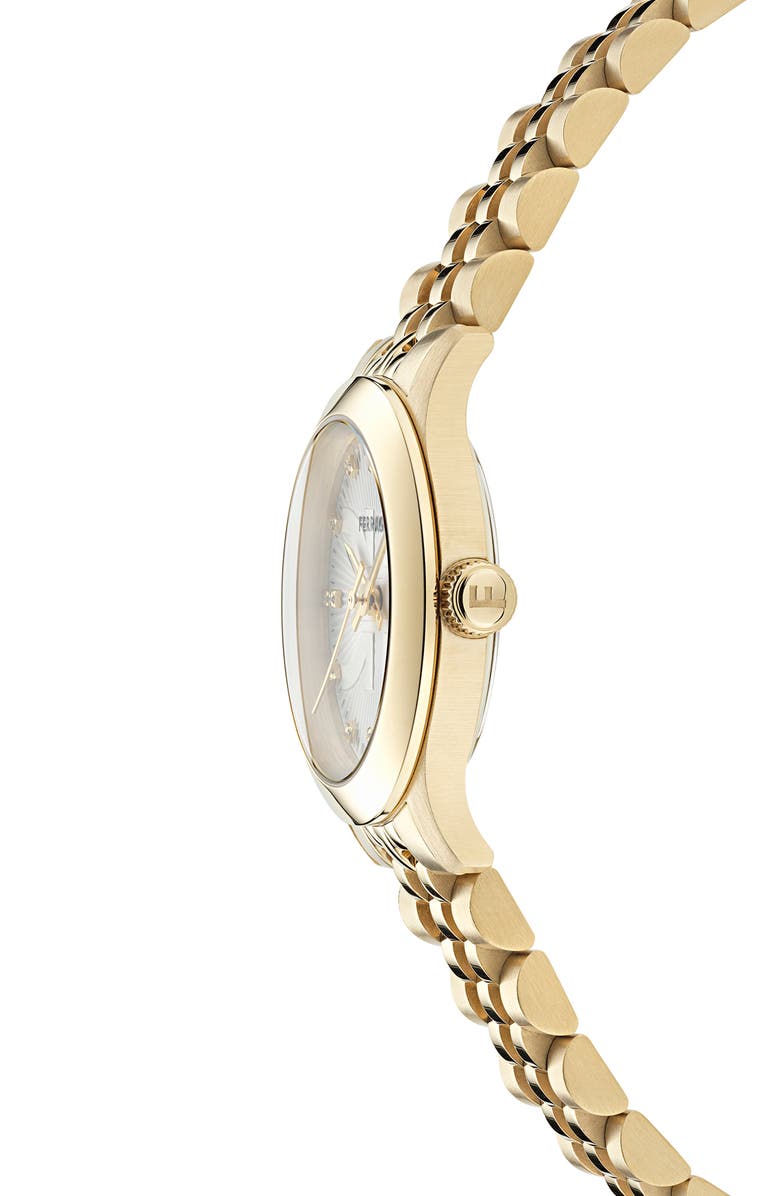 FERRAGAMO Duo Diamond Bracelet Watch, 28mm, Alternate, color, Ip Yellow Gold