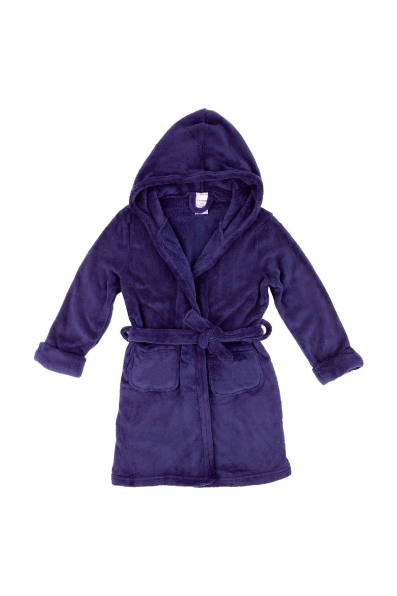 Kids Fleece Hooded Robe, Solid Colors, Alternate, color, Royal Blue