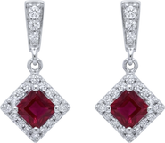Qirat Fine Jewelry Princess-Cut Ruby & Diamond Drop Earrings