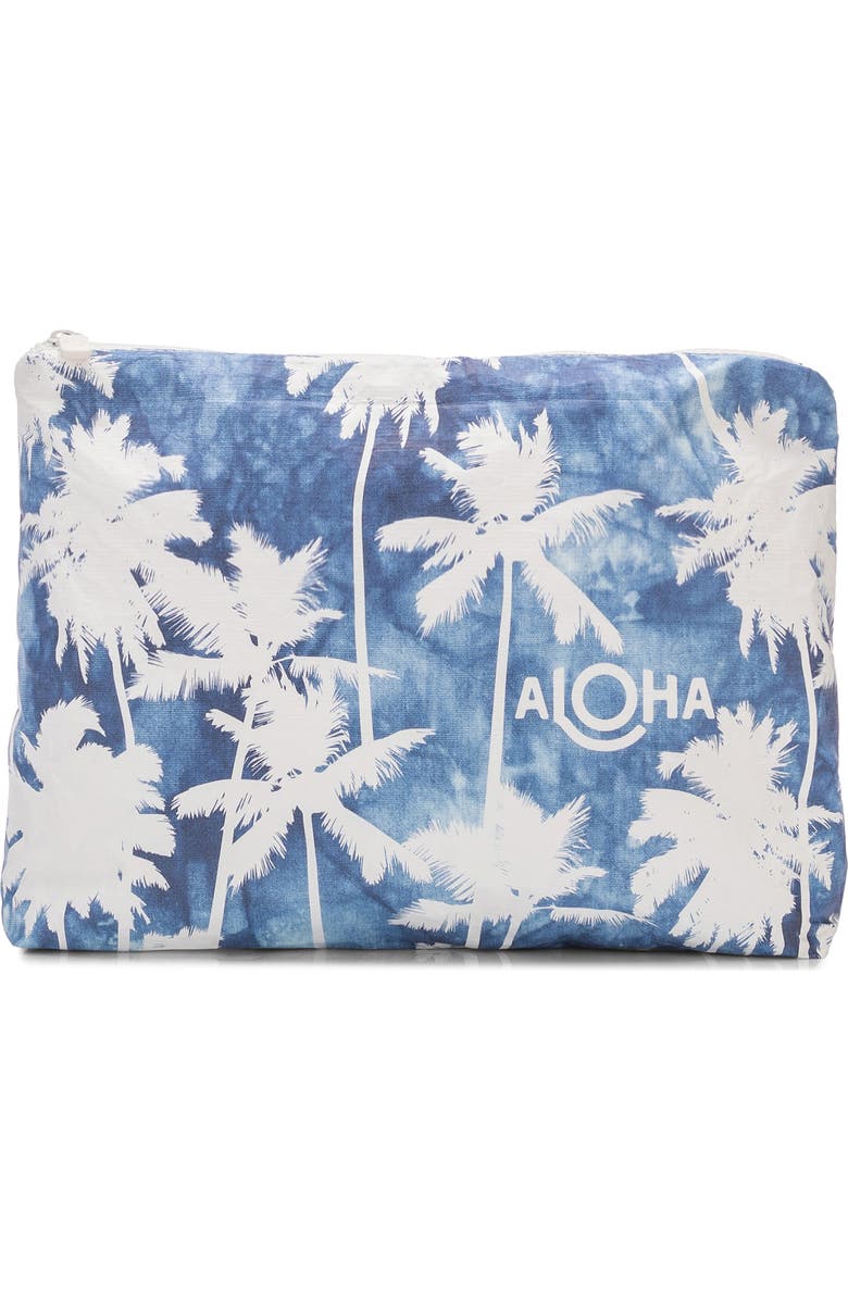 Aloha Collection Mid Coco Palms Water Resistant Zip Pouch, Main, color, Indigo