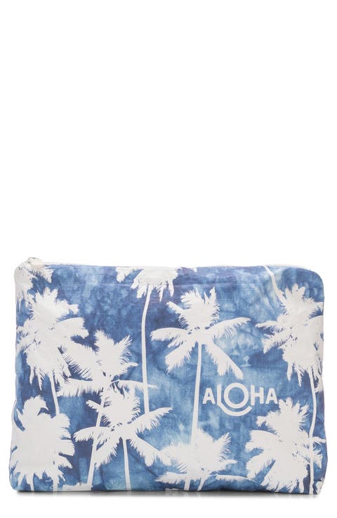 Mid Coco Palms Water Resistant Zip Pouch