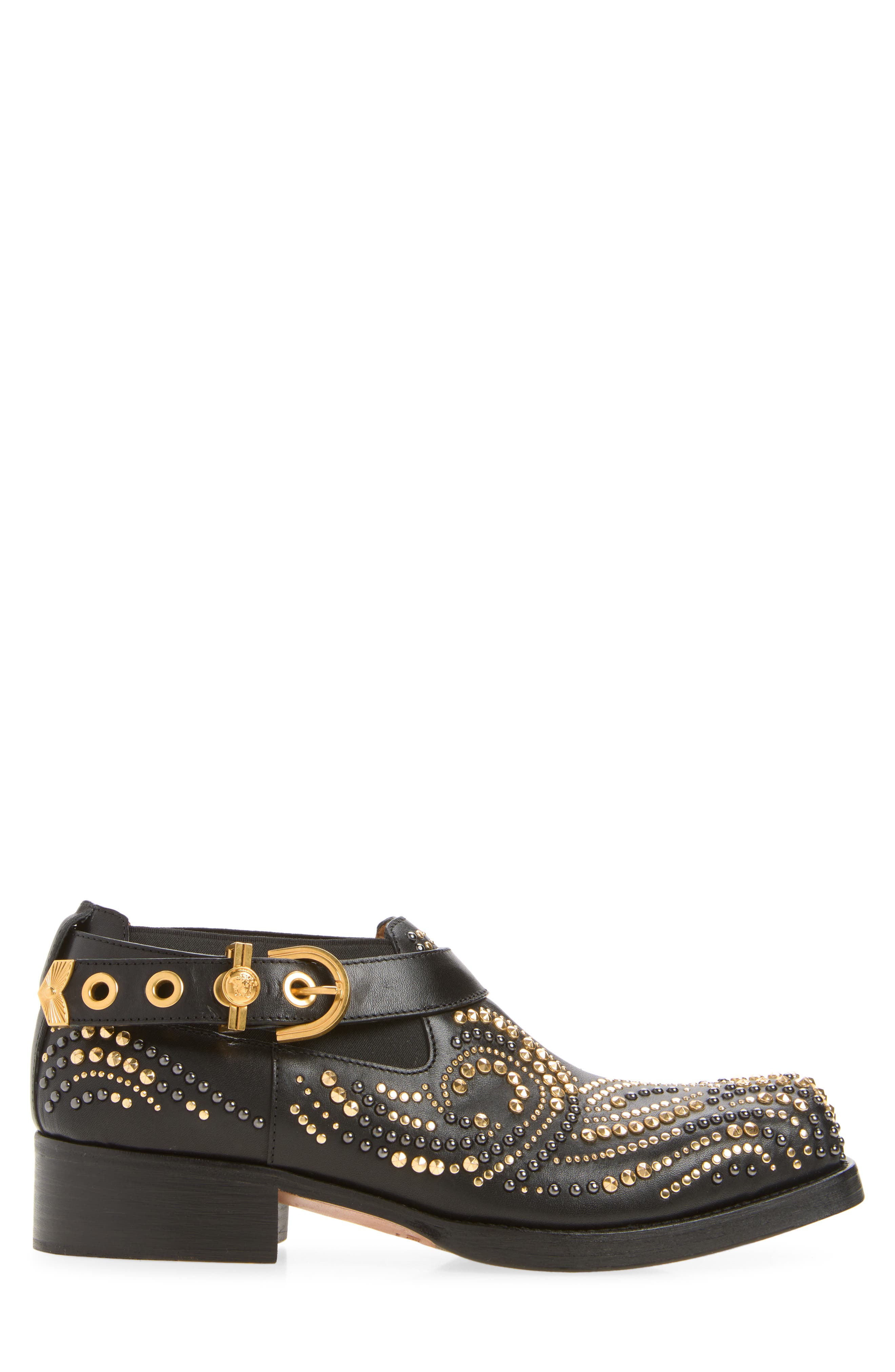 Studded Chelsea Boot, Alternate, color, BLACK-VIBRATED GOLD