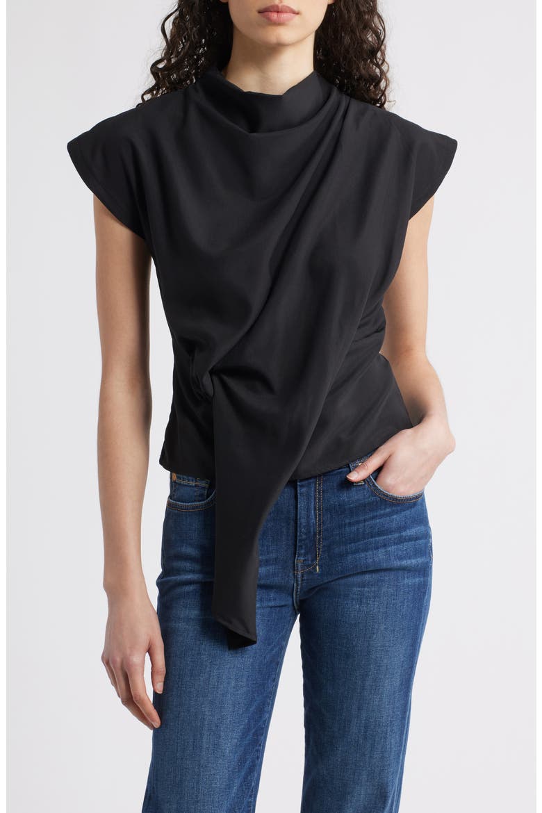 Jade Asymmetric Drape Top, Main, color, BLACK