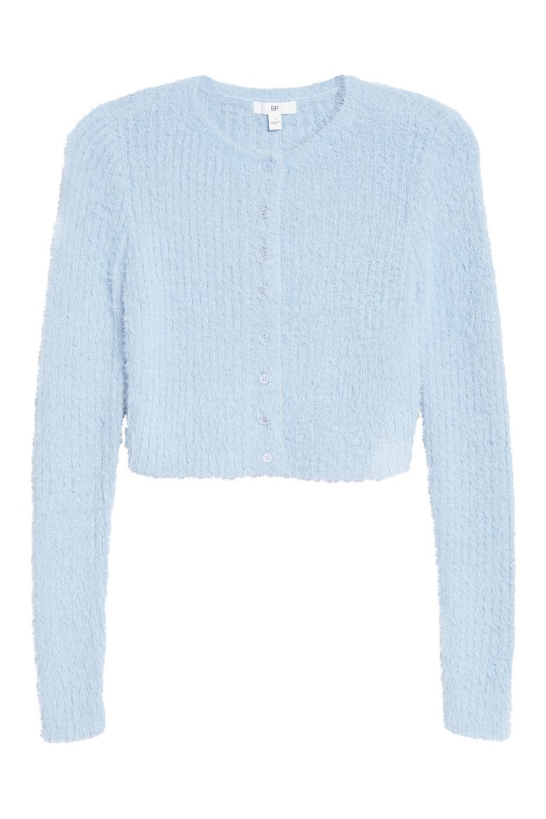 Fuzzy Crop Cardigan, Alternate, color, BLUE FOREVER