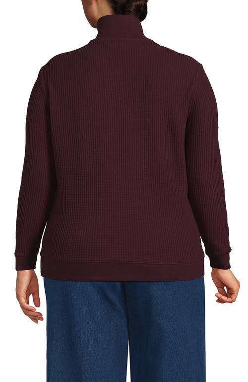 Lands' End Long Sleeve Waffle Quarter Zip Pullover In Multi