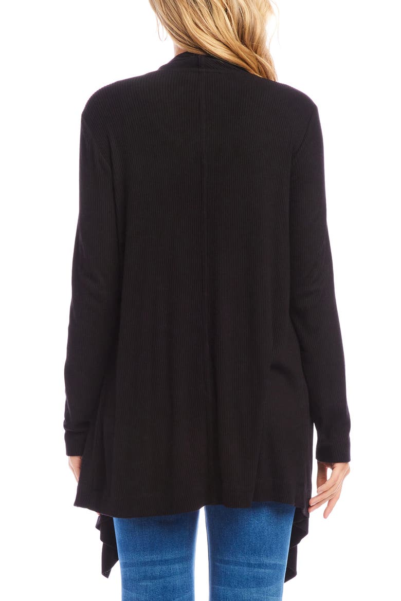 Drape Collar Rib Longline Cardigan, Alternate, color, BLACK