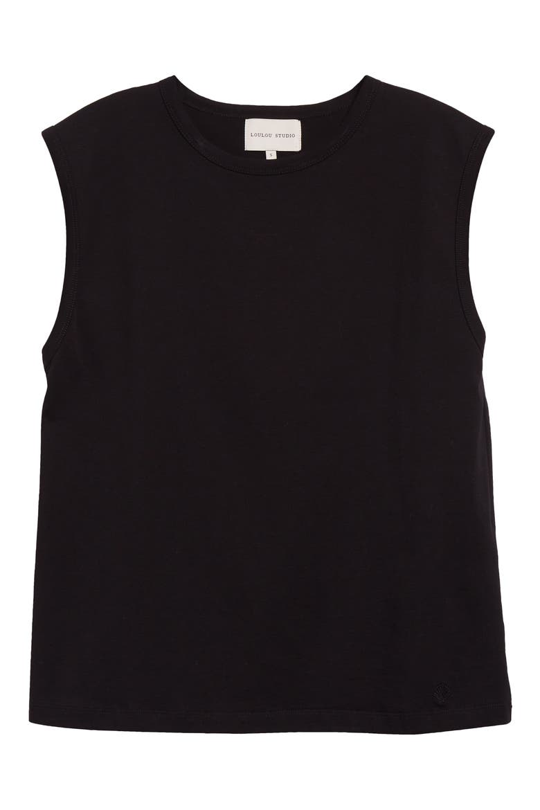 Brani Sleeveless Cotton T-Shirt, Alternate, color, BLACK
