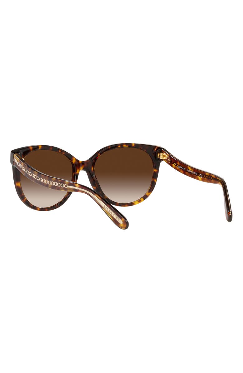 COACH 55mm Gradient Round Sunglasses, Alternate, color, Dark Tortoise