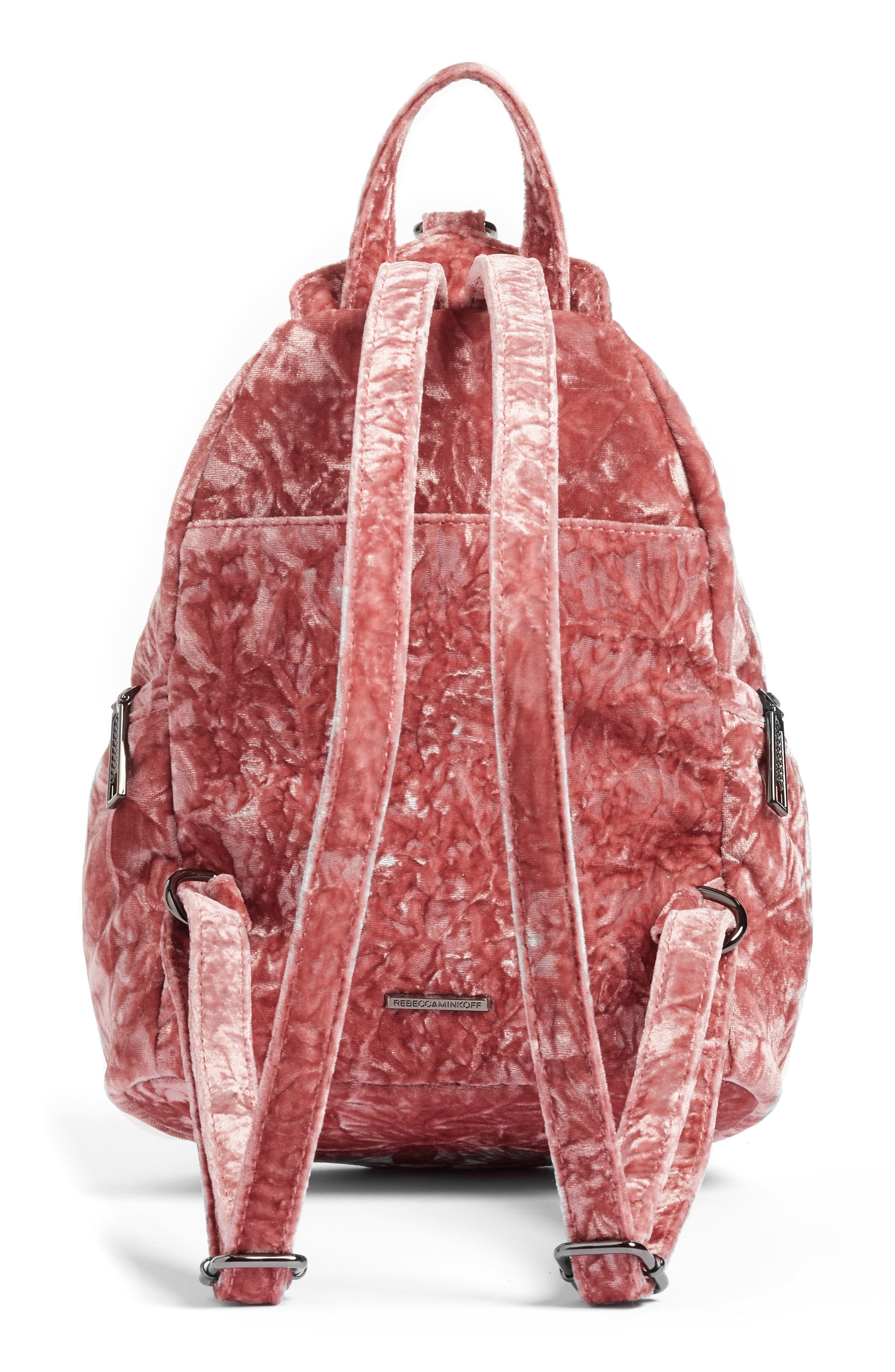 Medium Julian Velvet Backpack (Nordstrom Exclusive), Alternate, color, PINK VELVET/ GUNMETAL HARDWARE