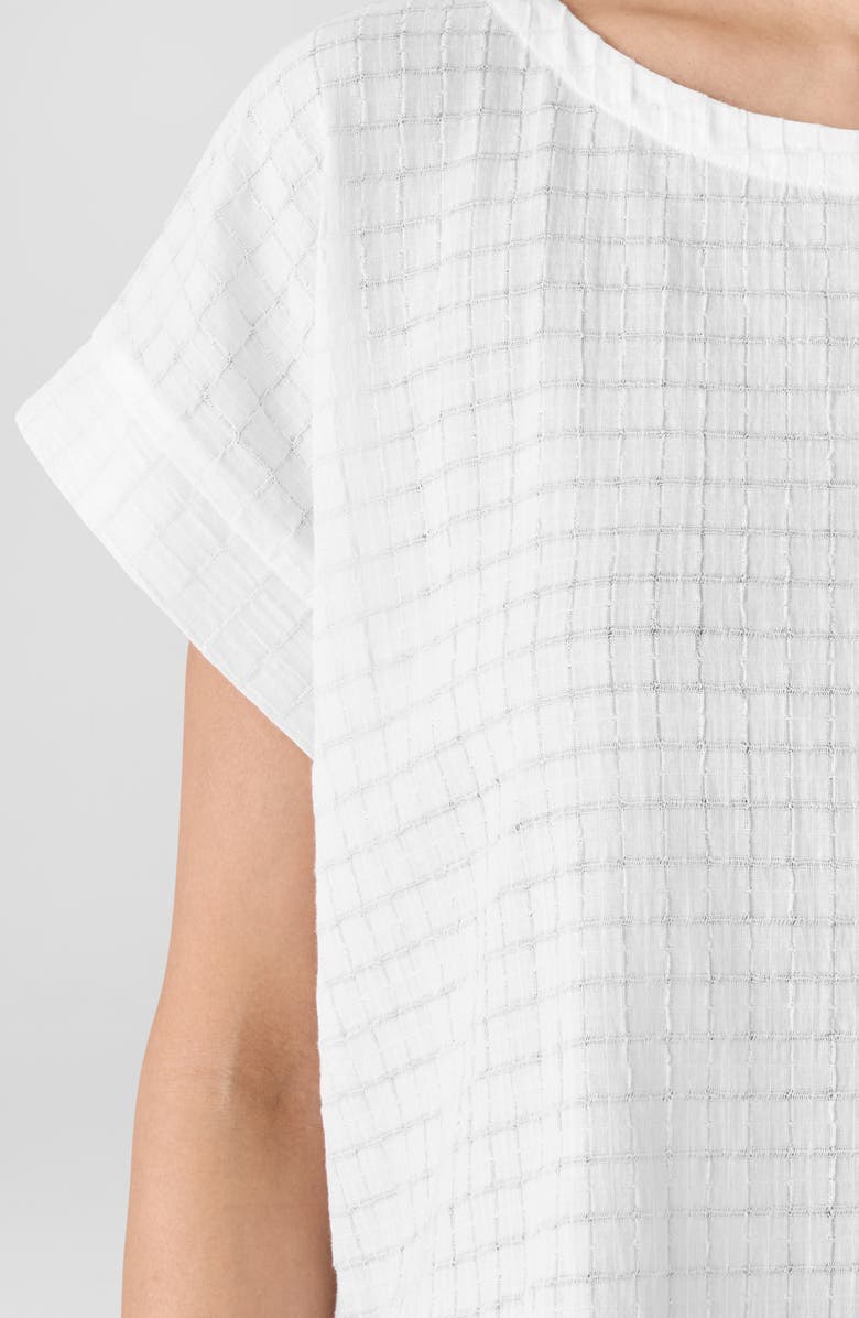 Eileen Fisher Boxy Boat Neck Organic Cotton Blend Top, Alternate, color, White