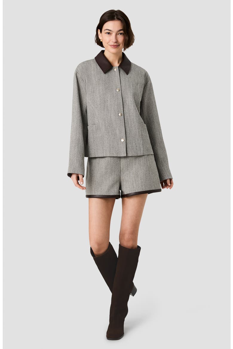Herringbone Jacket with Contrast Collar, Alternate, color, SPECKLED HERRINGBONE