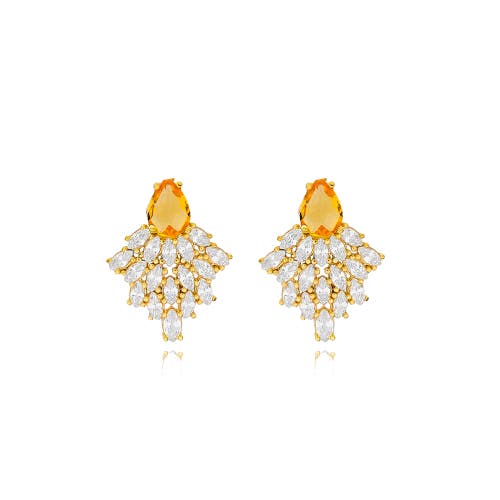 Mazin Jewels Citrine Earrings In Gold