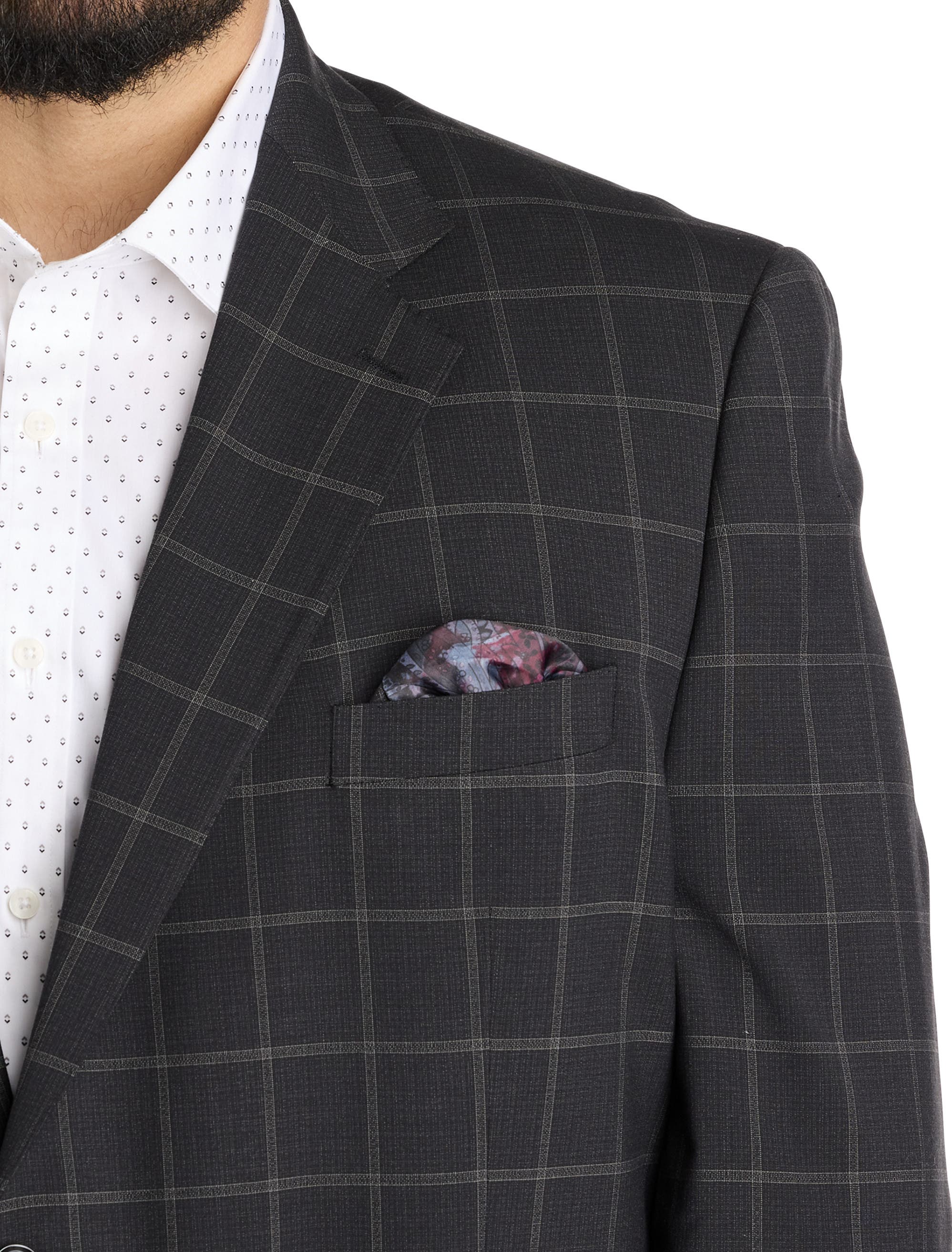 Big & Tall Windowpane Suit Jacket - image 2